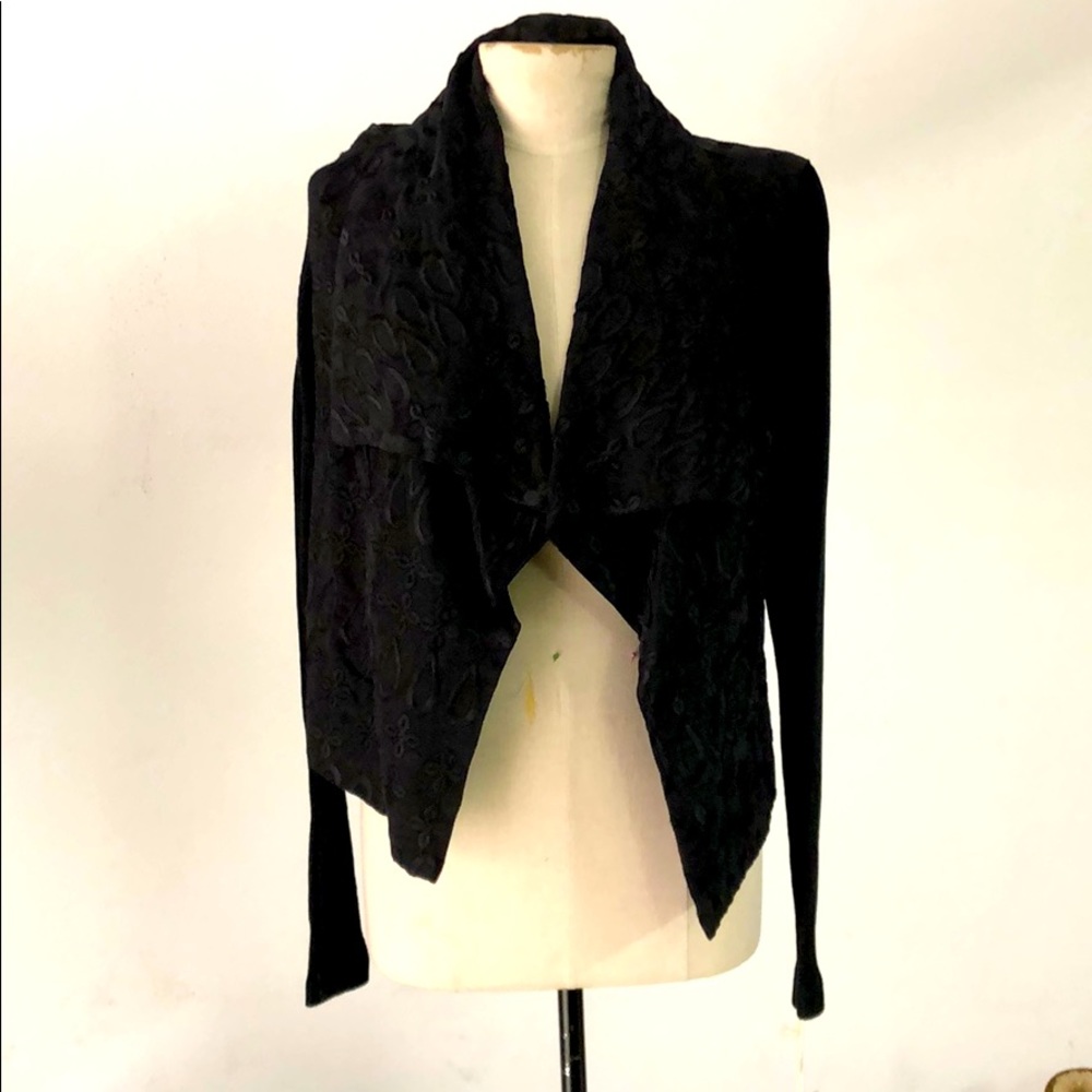 Biya by Johnny Was black embroidered cardigan